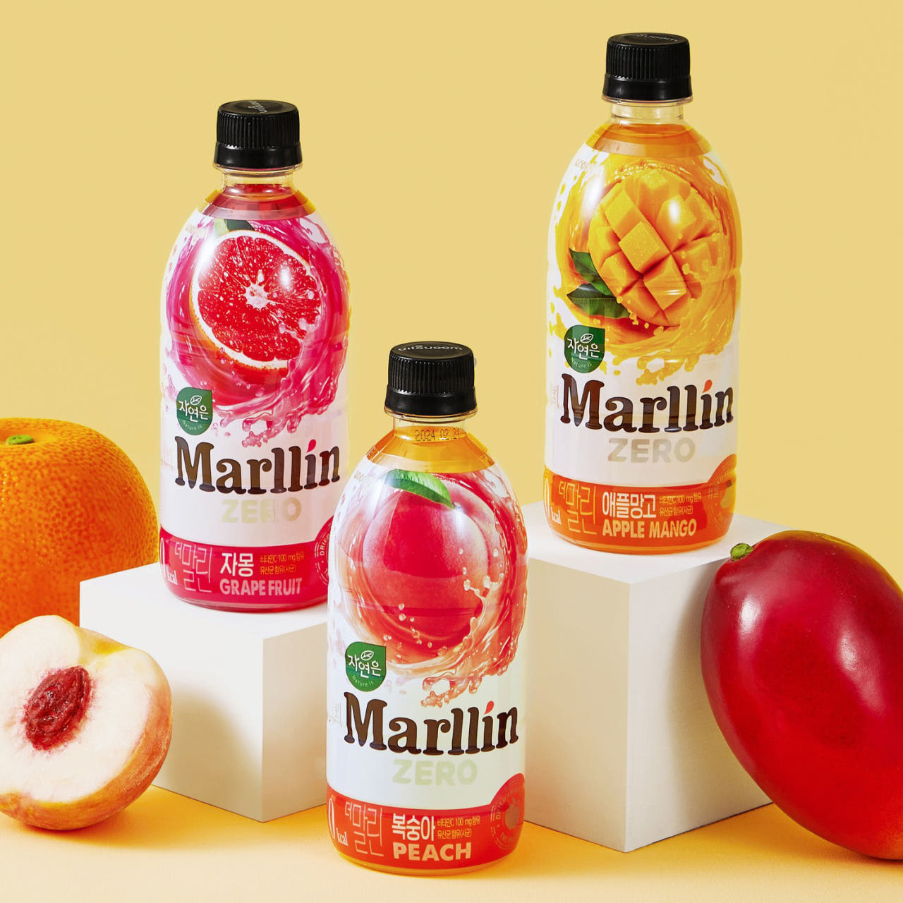 웅진 자연은 더말린제로 500ml 복숭아 자몽 애플망고 총20개 - 상품 이미지
