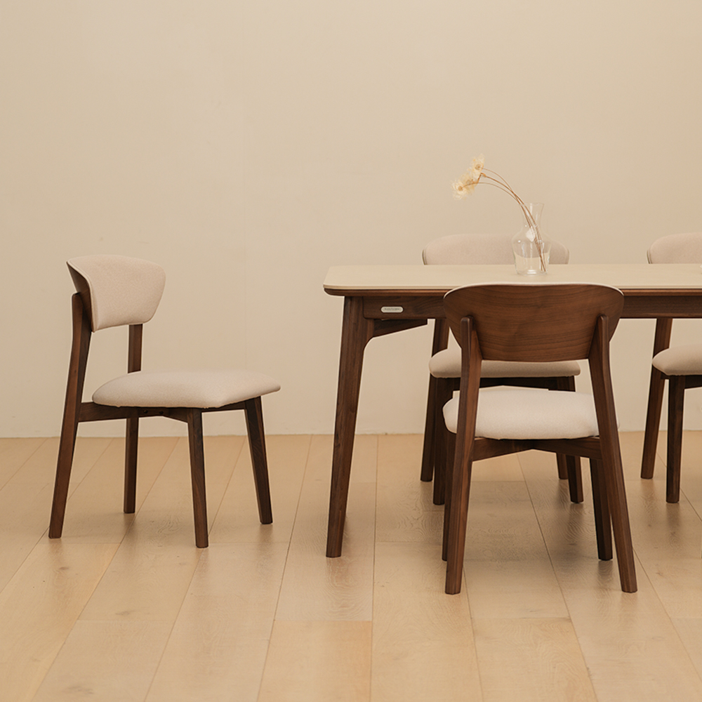 라미에스 로브 월넛 호두나무 포세린 세라믹 식탁세트 4인용 1400 의자4