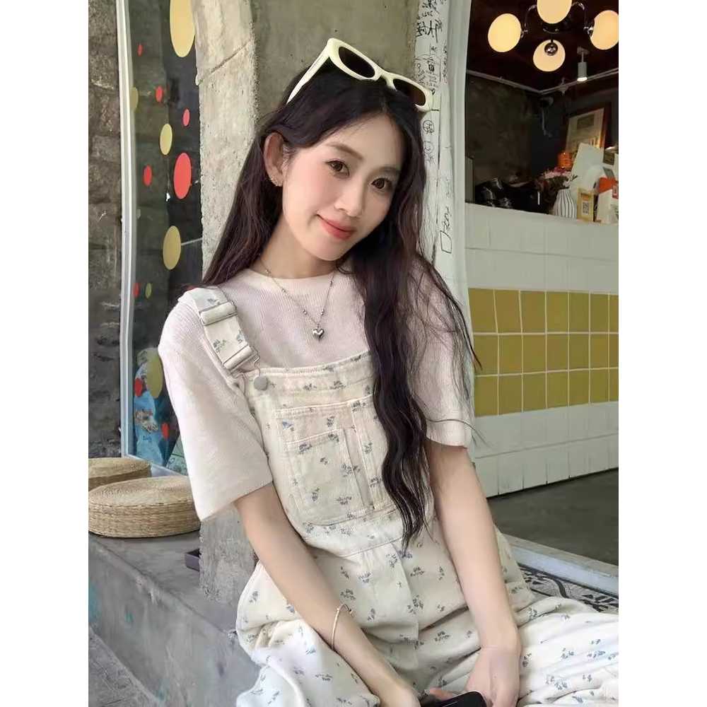 흰색멜빵바지 여성 팬츠 멜빵바지 화이트 점프수트 - 상세 이미지 3