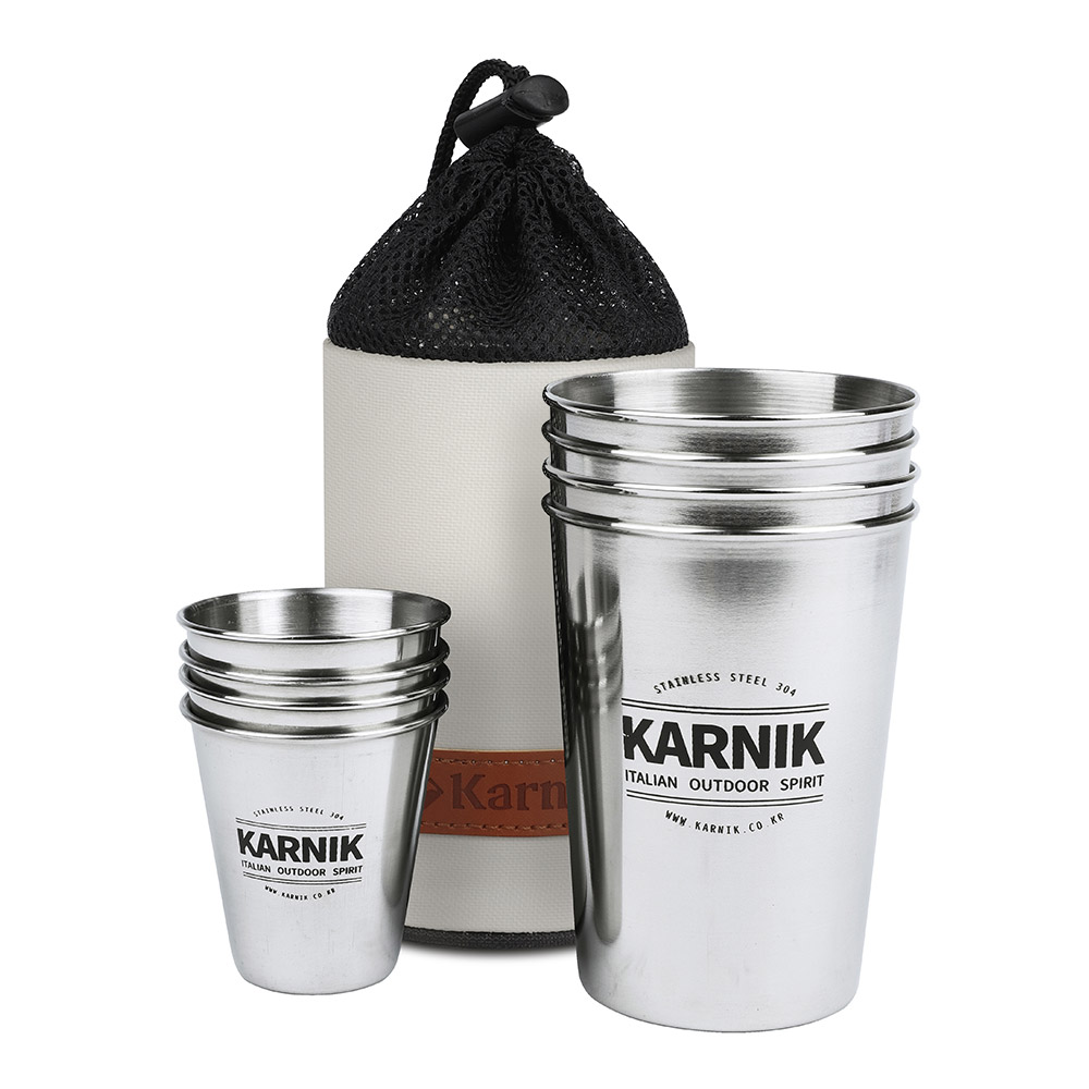 카르닉 304 스텐 캠핑컵 세트 8p 스테인리스 맥주잔 소주잔 나들이 파우치세트