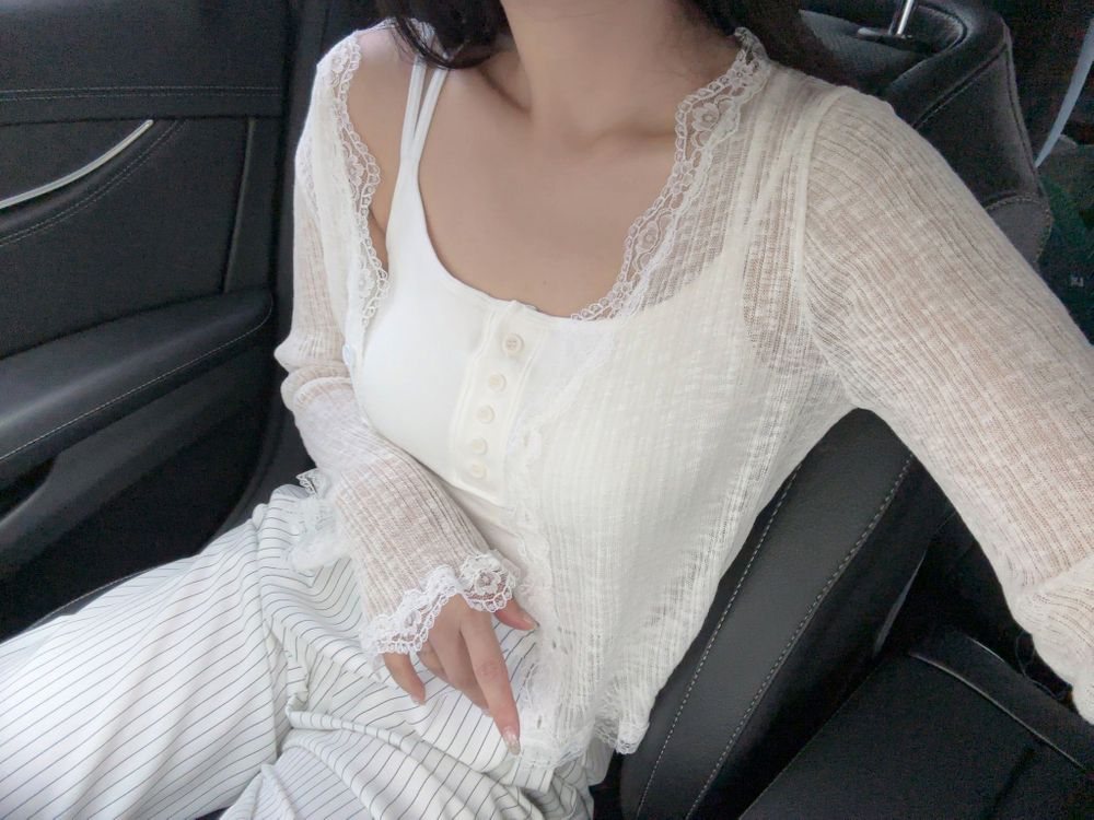 여리여리 레이스 버튼 시스루 가디건 브이넥 여름가디건 상세 이미지 11
