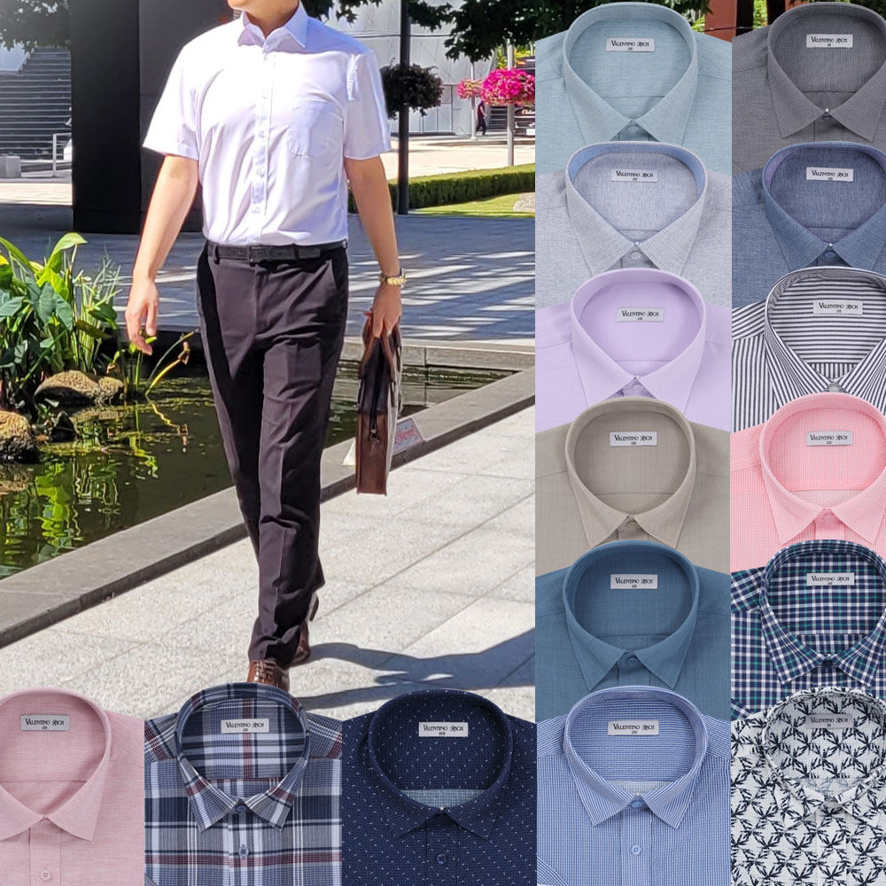 남자 반팔와이셔츠 여름 빅사이즈 체크 남성스트라이프셔츠