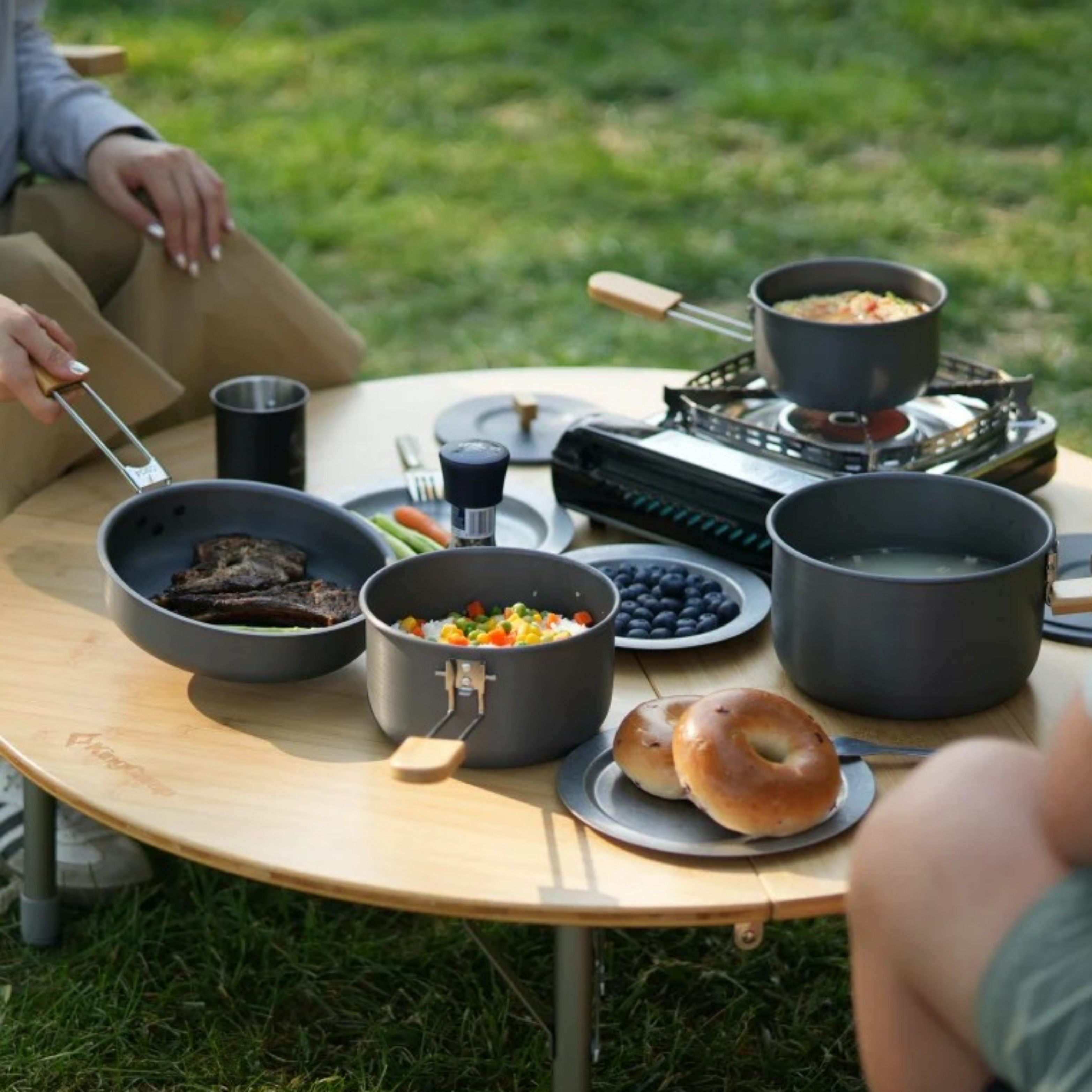 킹캠프 알루미늄 캠핑 코펠 4종세트 3~5인용 휴대용 야외 조리세트 KA2126