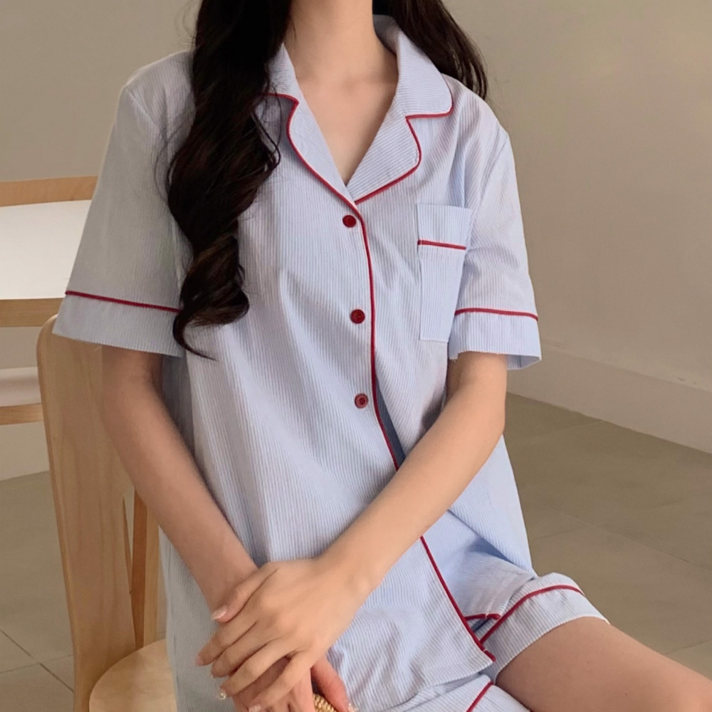 신혼부부잠옷 빅사이즈잠옷 순면 파자마 여자 홈웨어 세트 - 상세 이미지 3