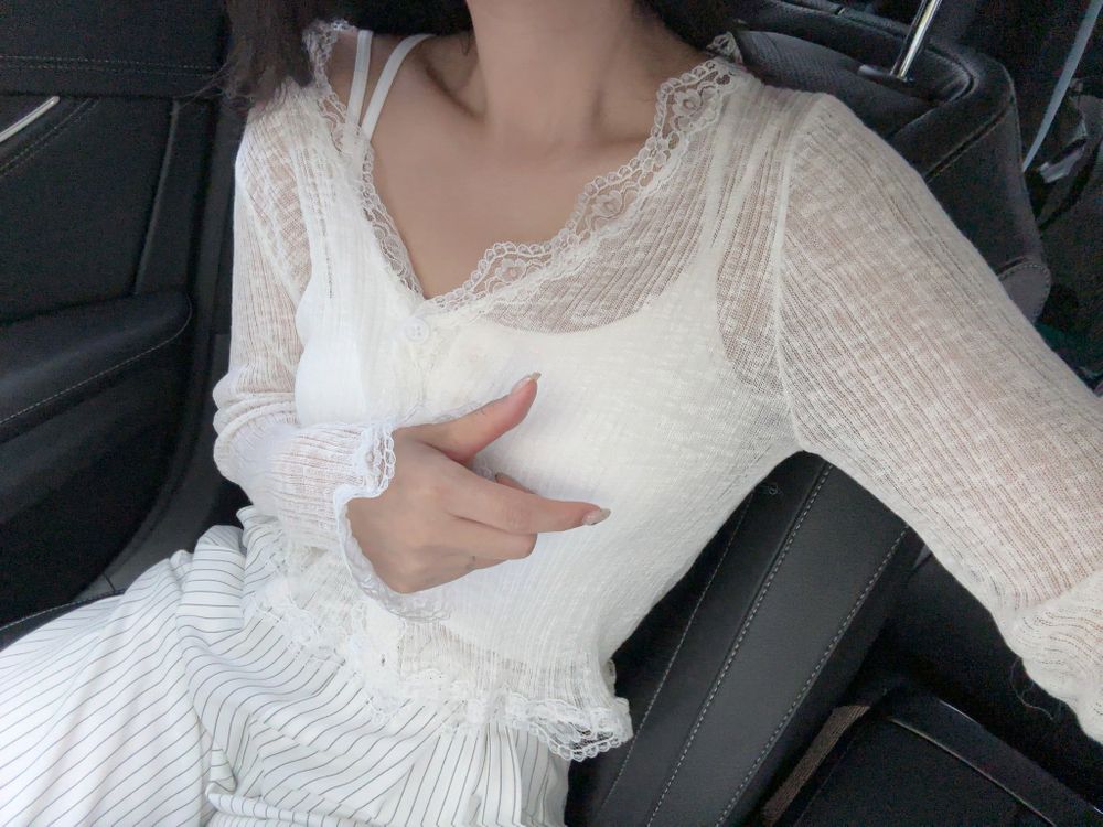 여리여리 레이스 버튼 시스루 가디건 브이넥 여름가디건 상세 이미지 42