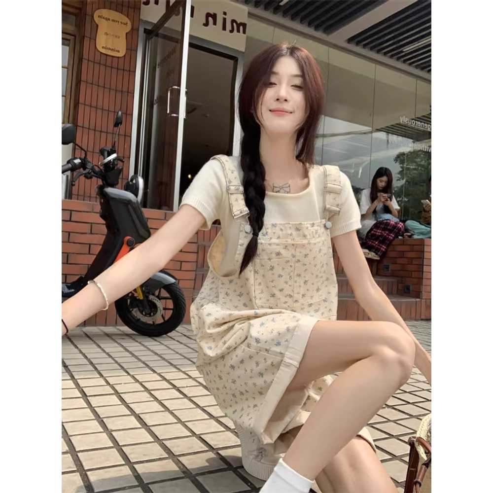 흰색멜빵바지 일자 화이트 여름 오버롤 여성 와이드 - 상세 이미지 2