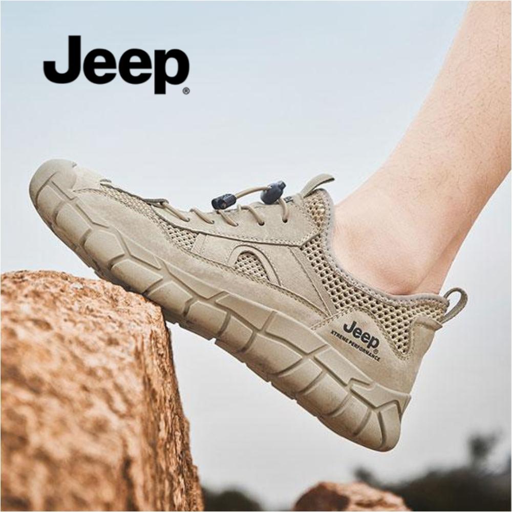 jeep 남성 여름 메쉬 트레킹화 운동화 경량 가벼운 스니커즈 펀칭 워킹화 운동화 등산화 - 상품 이미지