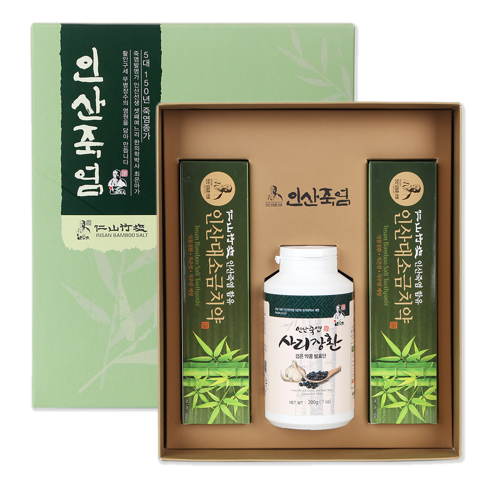 인산죽염 약콩사리장환 선물세트 (치약2개+사리장환1개) - 메인 이미지