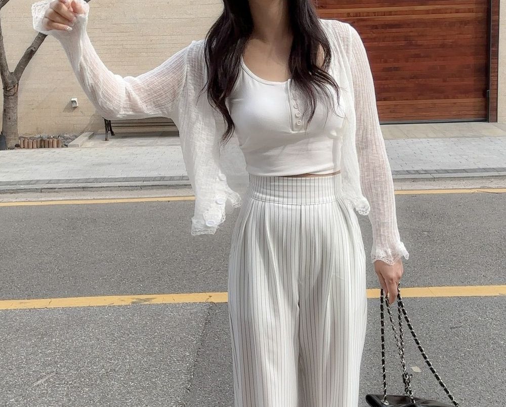 여리여리 레이스 버튼 시스루 가디건 브이넥 여름가디건 상세 이미지 21
