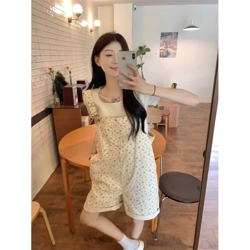 흰색멜빵바지 일자 화이트 여름 오버롤 여성 와이드 - 상세 이미지 5