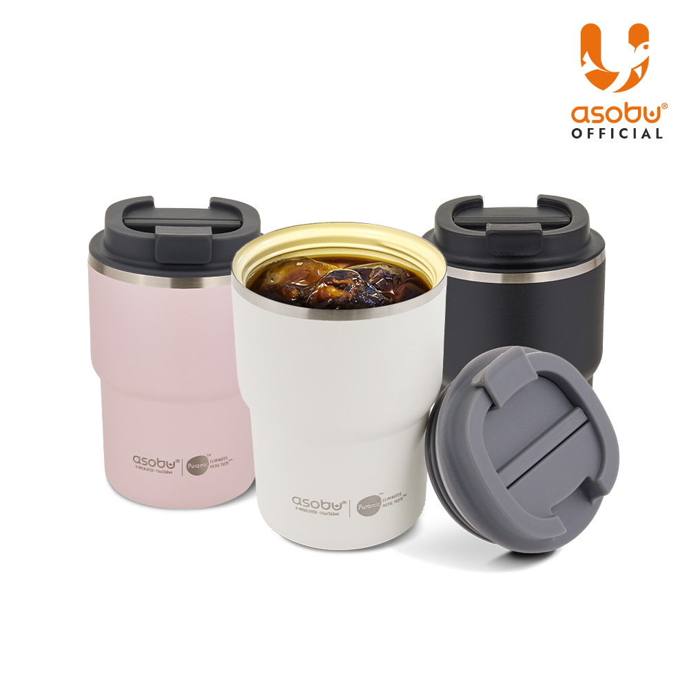 캐나다 아소부 세라믹코팅 스텐 보온보냉 퓨라믹 텀블러 커피익스프레스 360ml
