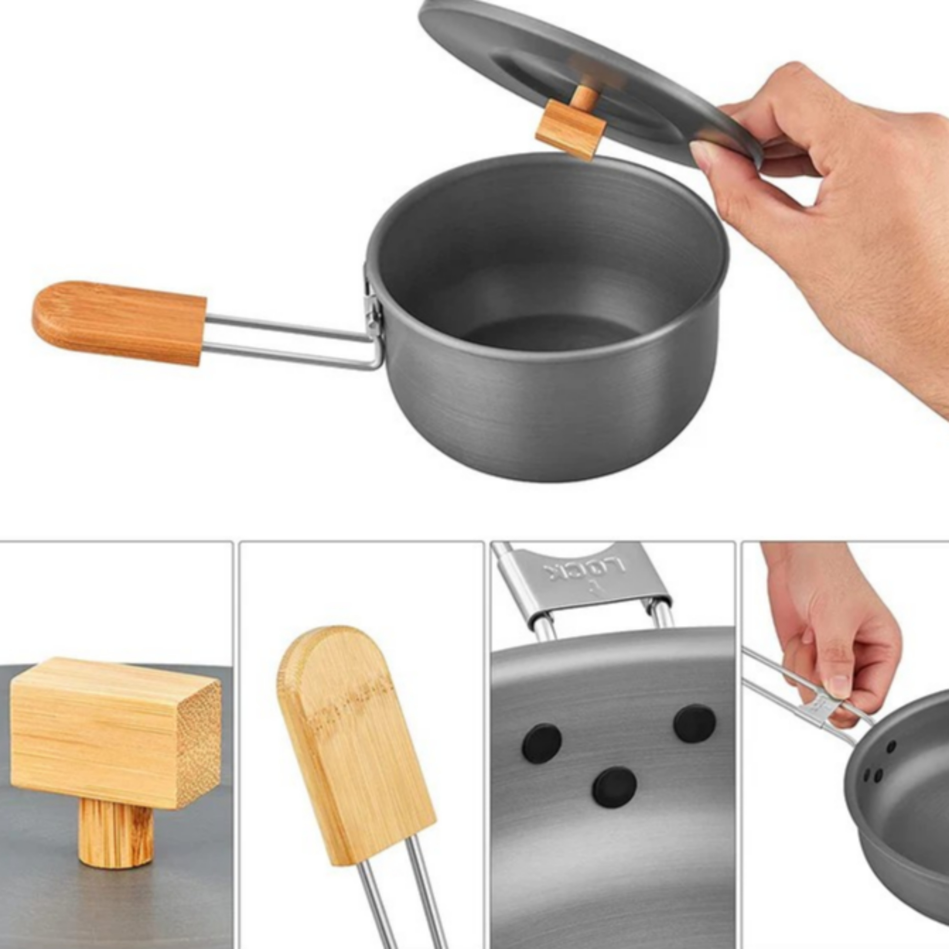 킹캠프 알루미늄 캠핑 코펠 4종세트 3~5인용 휴대용 야외 조리세트 KA2126