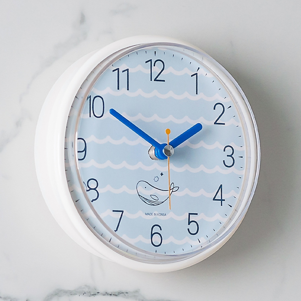 플라이토 국산 욕실 주방 화장실 방수 시계 벽걸이 흡착 무소음 벽시계