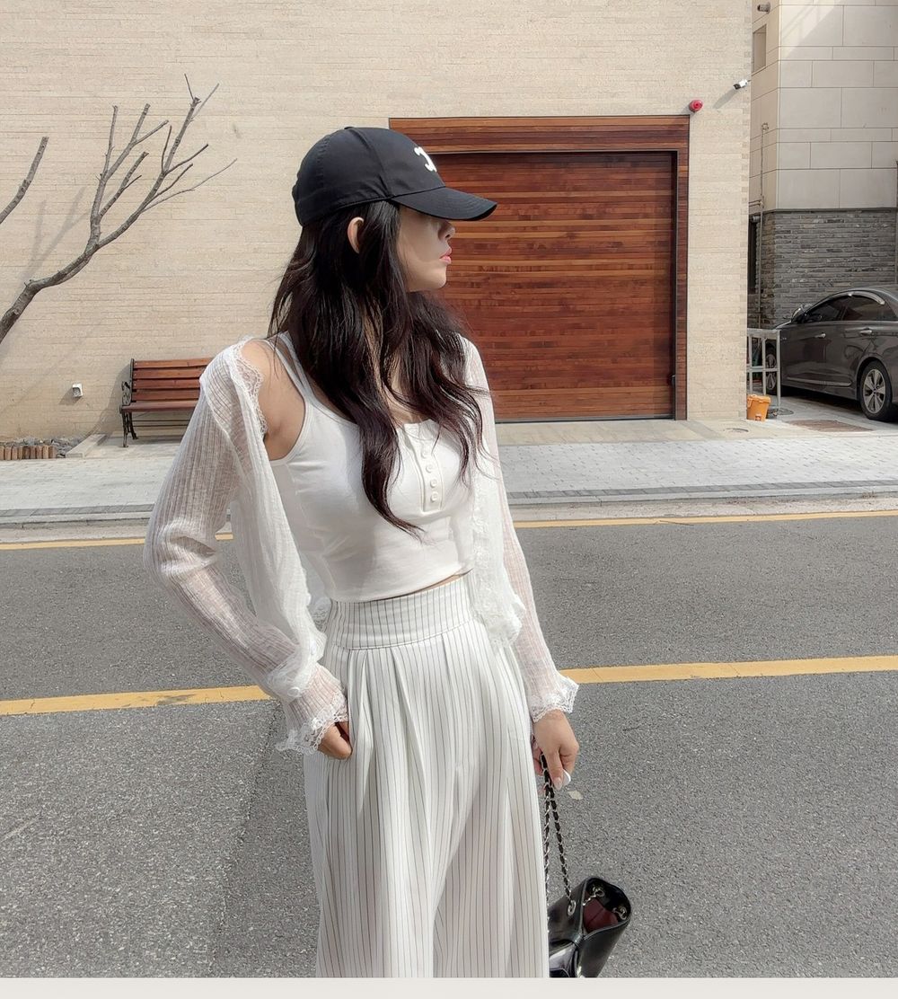 여리여리 레이스 버튼 시스루 가디건 브이넥 여름가디건 상세 이미지 24