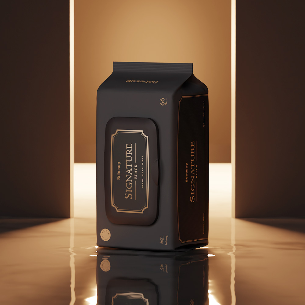 [N단독상품] 베베숲 시그니처 블랙 66매 캡 20팩 / 85평량 빅사이즈 프리미엄 비건 신생아 아기물티슈