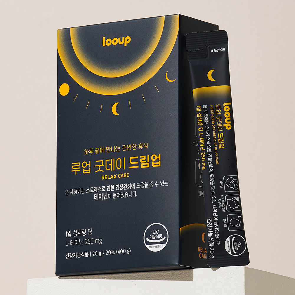 루업 굿데이 드림업 액상스틱 스트레스 긴장완화 테아닌 (부원료 흑하랑상추 피스타치오추출분말 타트체리 감태 가바 아연 마그네슘) 1box(20포)