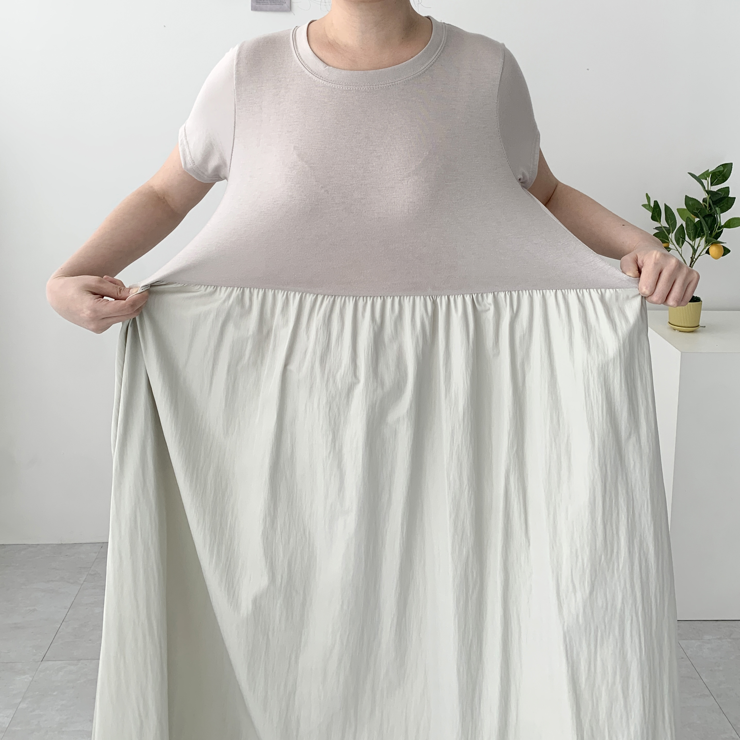 반팔 레이어드원피스 바스락원피스 나일론원피스 이미지 8