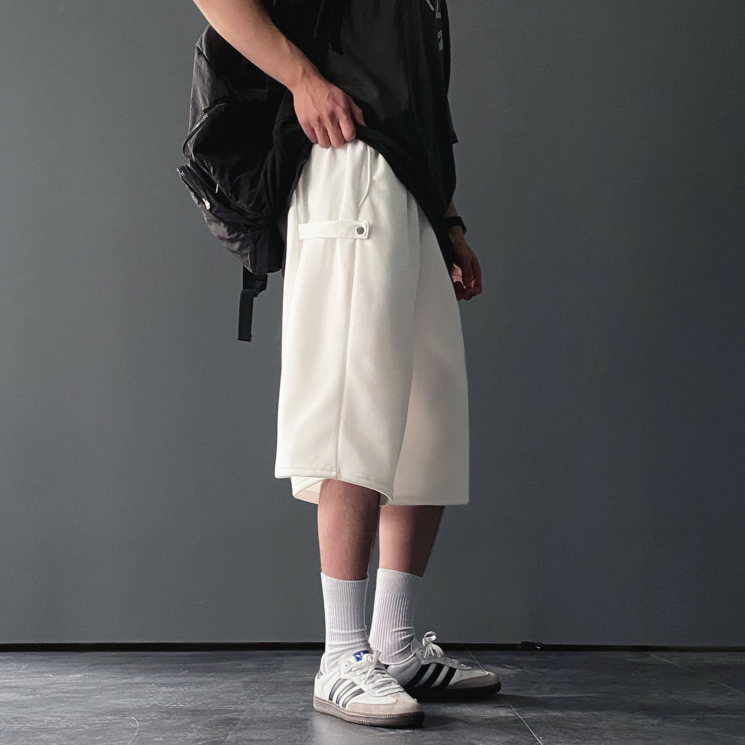 남자버뮤다팬츠 와이드반바지 회색반바지 벌룬팬츠 - 상세 이미지 3