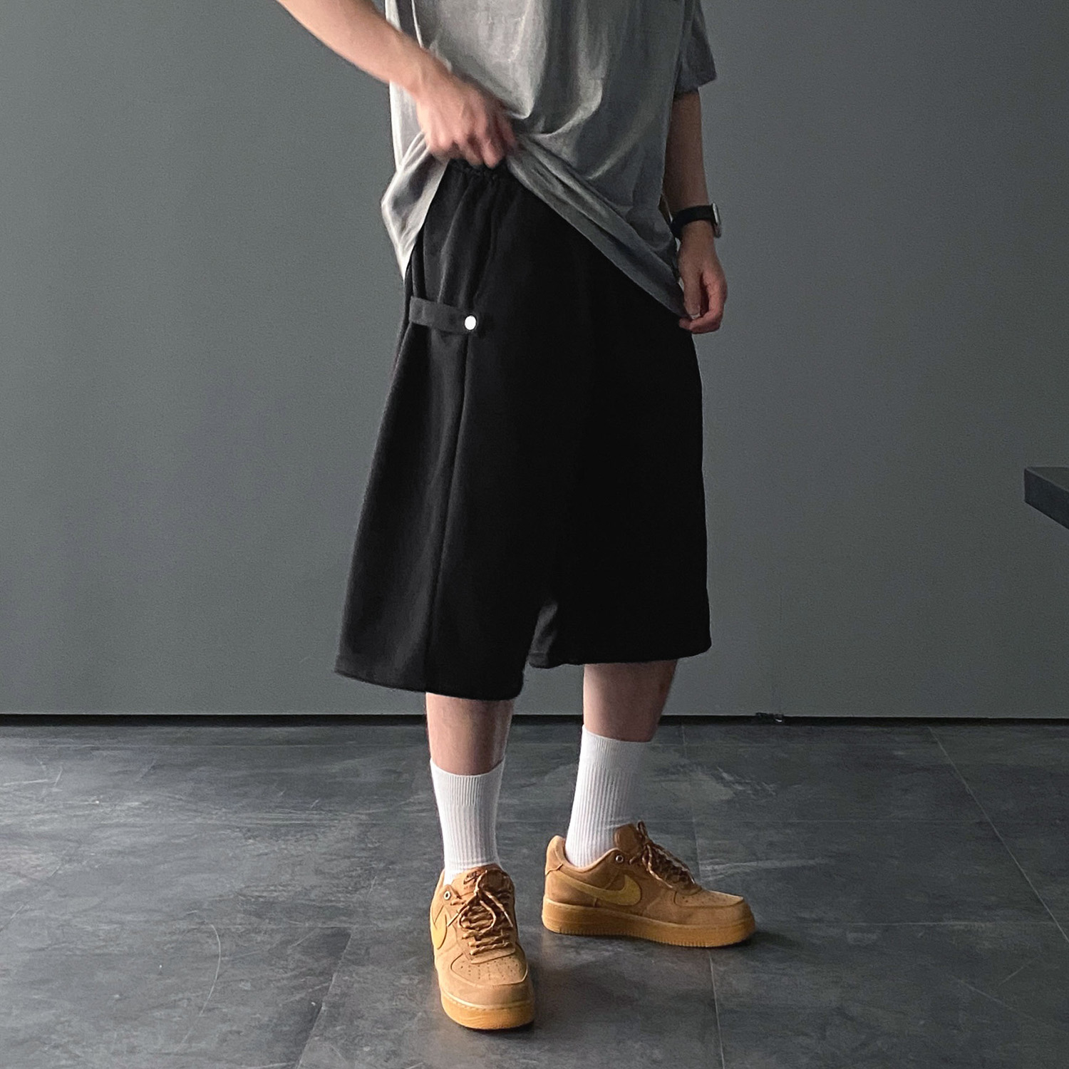 남자버뮤다팬츠 와이드반바지 회색반바지 벌룬팬츠 - 상세 이미지 4