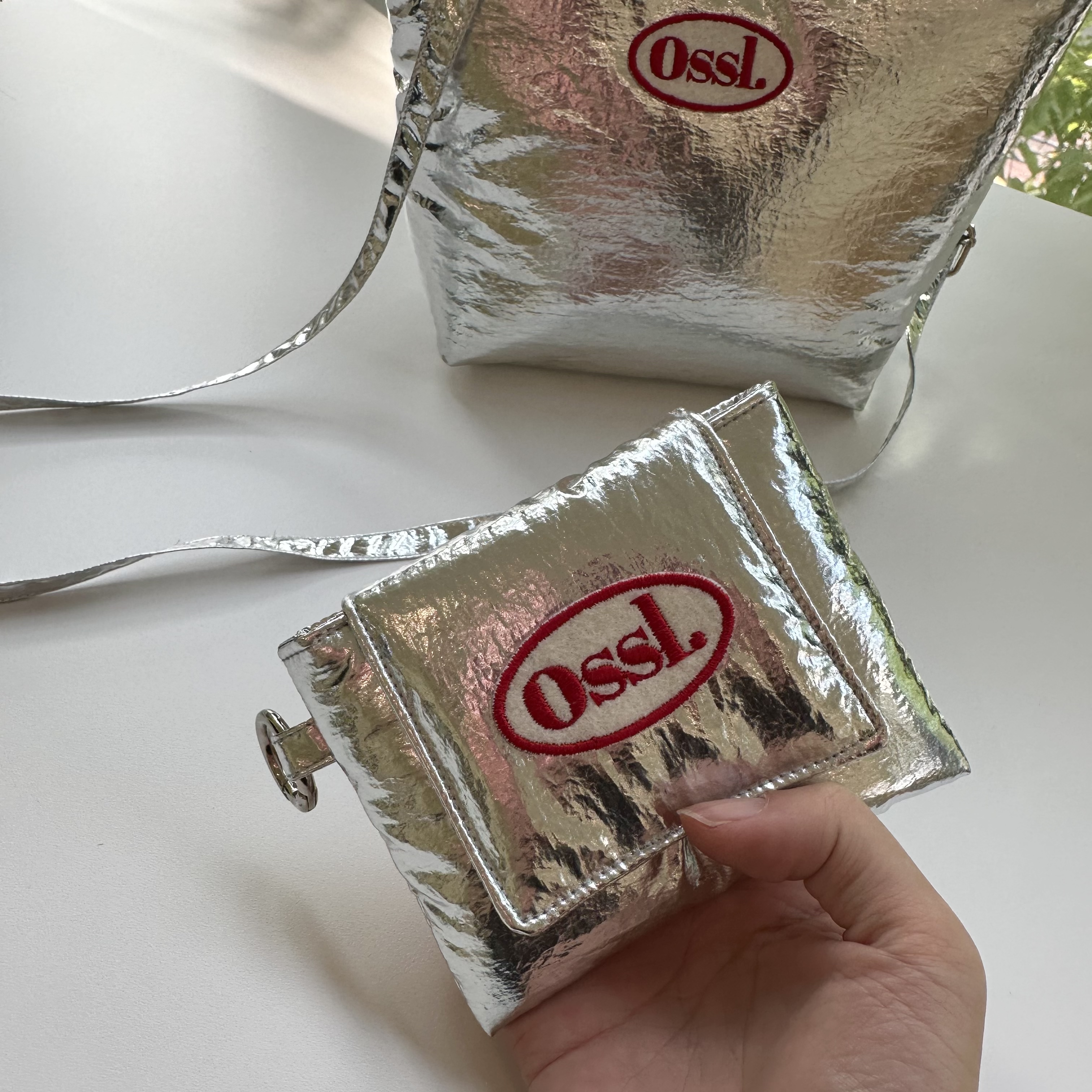 [Ossl] 오슬 Carino 미니토트백 + 카드지갑 크로스백 실버