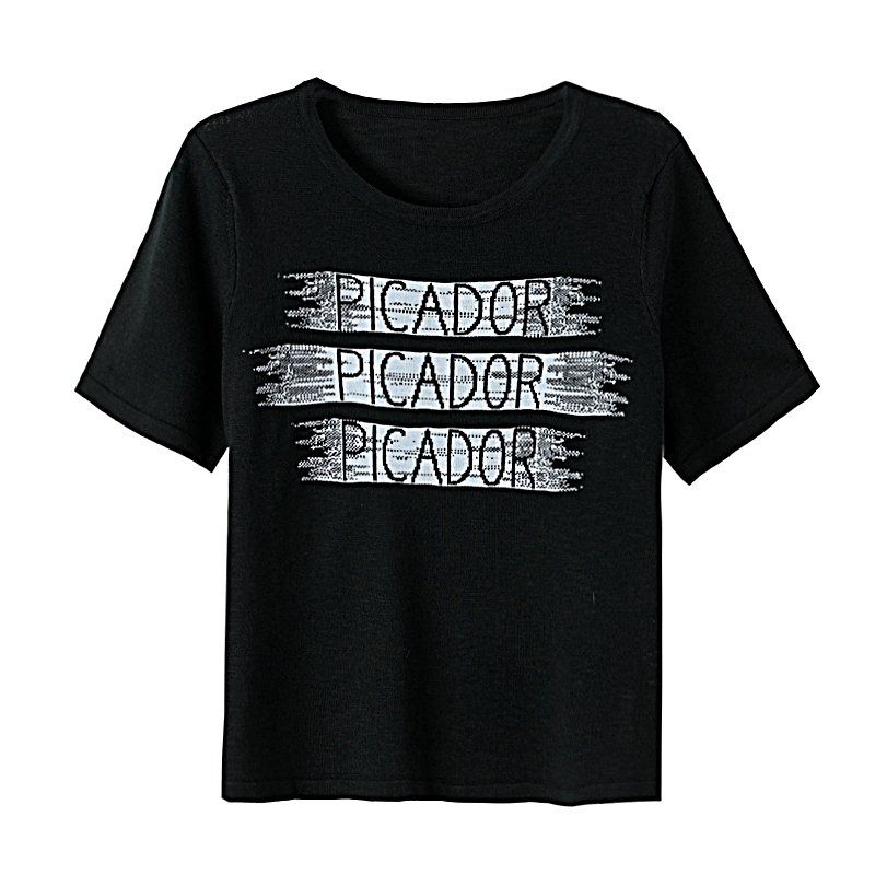 여름 여성 라운드넥 레터링 프린트 반팔 티셔츠 루즈핏 데일리룩 블랙 - 상세 이미지 4