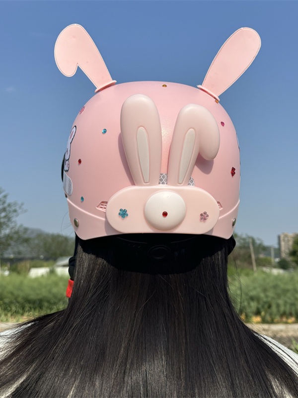 토끼 헬멧 여름 햇빛 차단 전동 스쿠터 바이크 여성용 안전모 - 상세 이미지 4