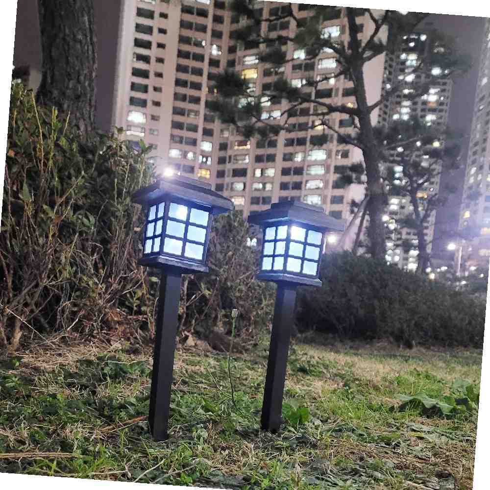 전기정원등 집모양 코드리스 태양열정원등 조명 광 태양 정원 백색 : 모노픽스