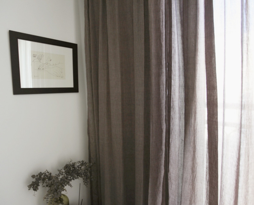 아사커튼 - 브라운 챠르르 속커튼 여름 맞춤제작