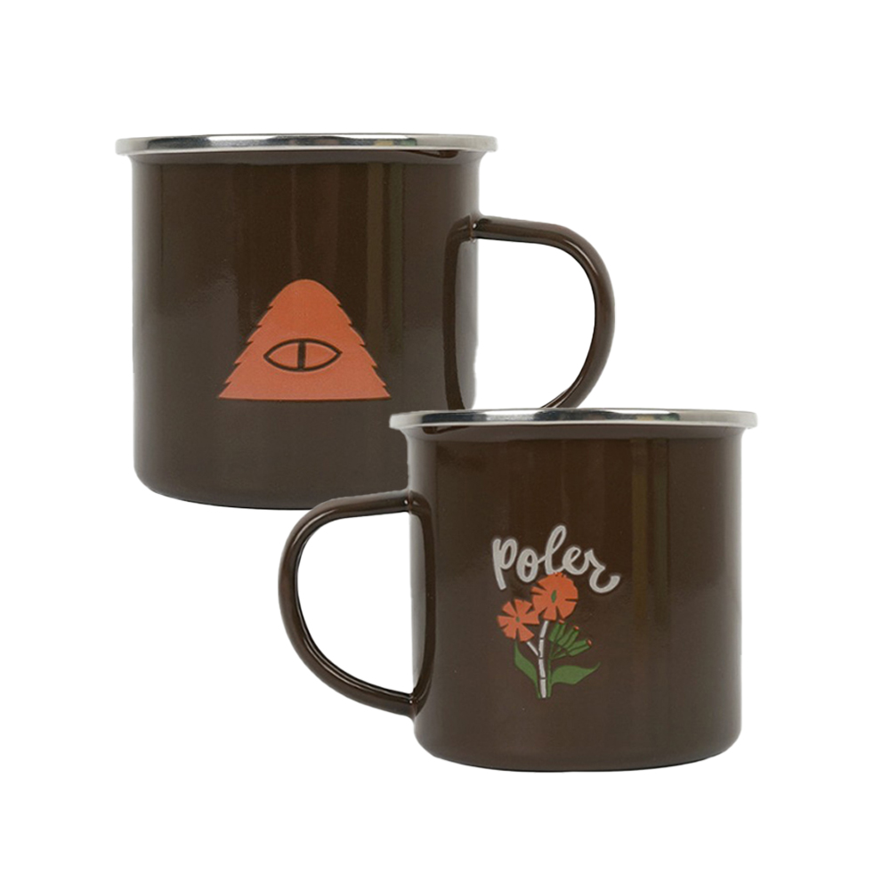폴러스터프 에나멜 캠프 머그 캠핑 법랑 컵 400ml, NEW 브라운 FLOWER