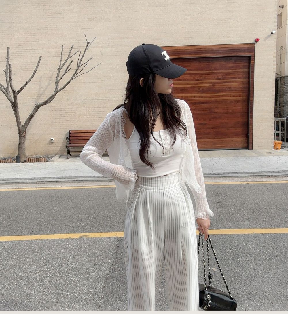 여리여리 레이스 버튼 시스루 가디건 브이넥 여름가디건 상세 이미지 20