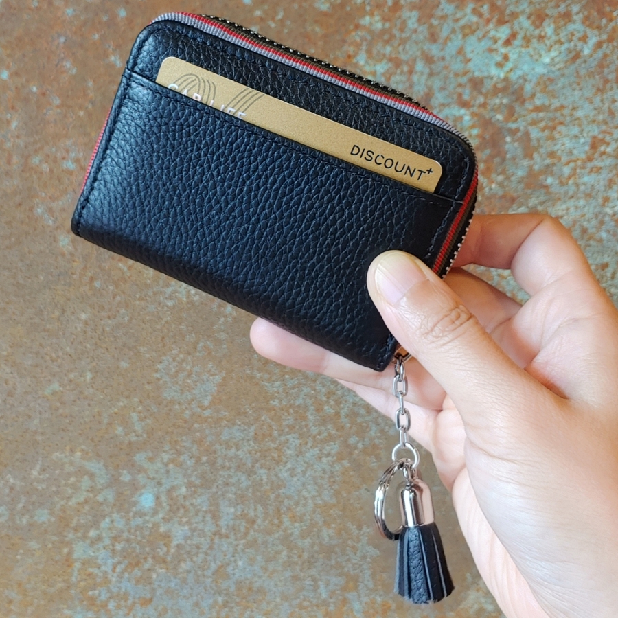 아코디언 가죽 카드지갑 키링 NFC 교통카드 중복인식방지 (BRO-3)