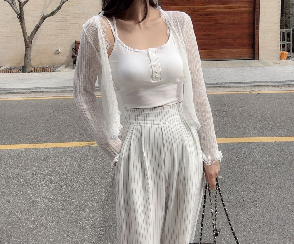 여리여리 레이스 버튼 시스루 가디건 브이넥 여름가디건 상세 이미지 18