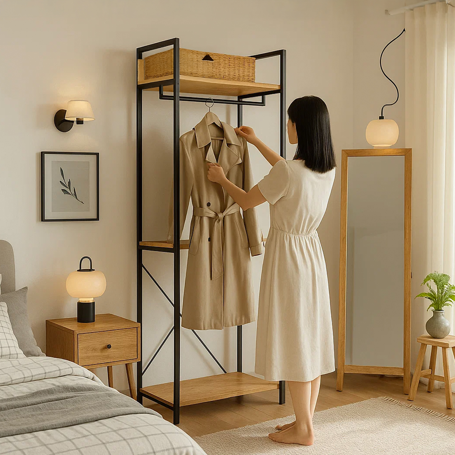 시스템행거 800 드레스룸 행거 2단 행거 선반 스탠드 옷걸이