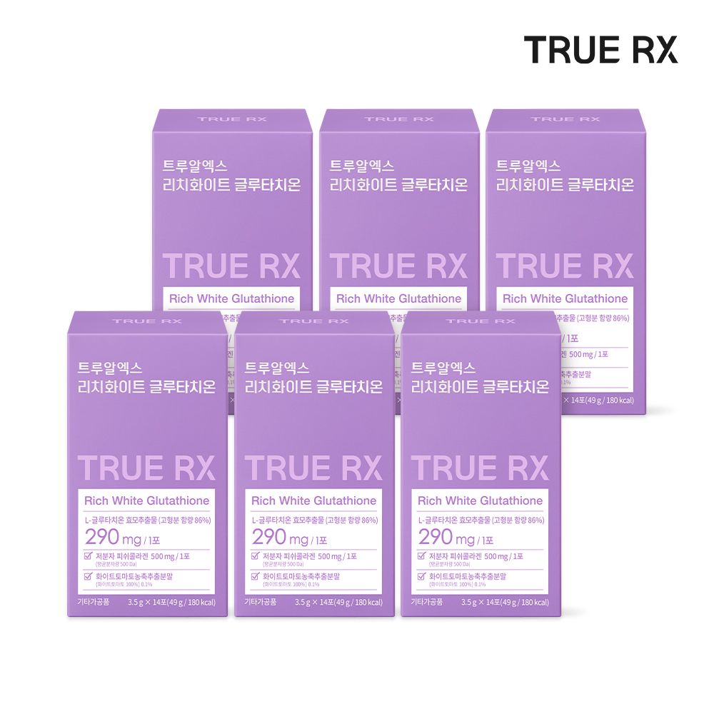 트루알엑스 고순도 고함량 리치 화이트 글루타치온 분말 클리오 14포, 6개 제품 이미지