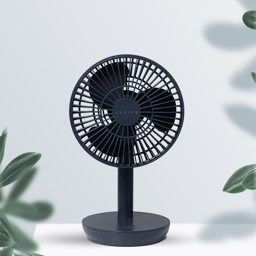 쿠잉 탁상용 무선선풍기 미니 소형 캠핑용 사무실 책상용 침대 네이비