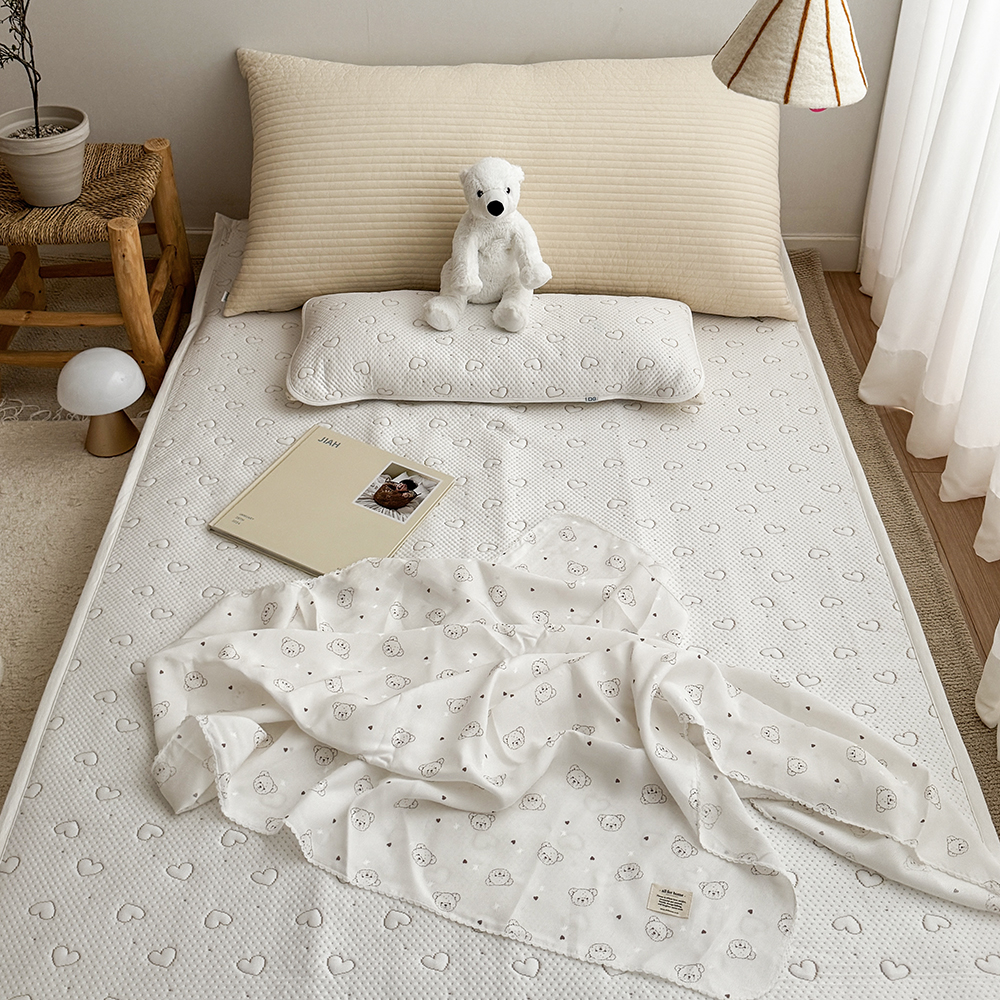 [바로발송] 올포홈 포라론 하트테디 아기 쿨매트 냉감 쿨 패드 듀라론 여름 하트 유아범퍼사이즈