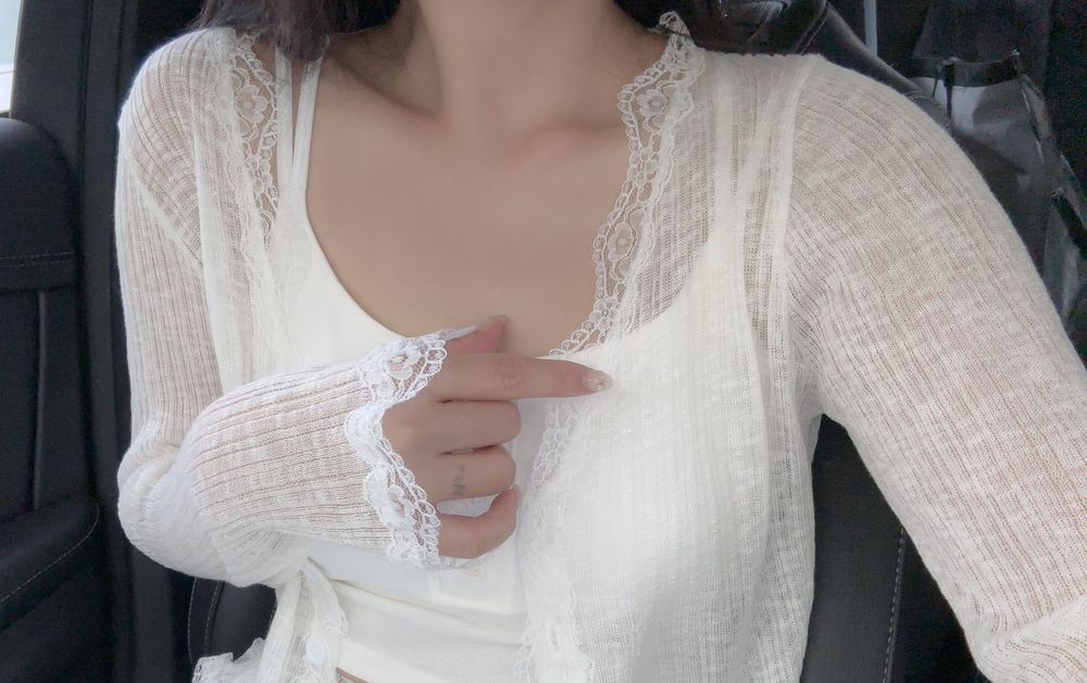 여리여리 레이스 버튼 시스루 가디건 브이넥 여름가디건 상세 이미지 10
