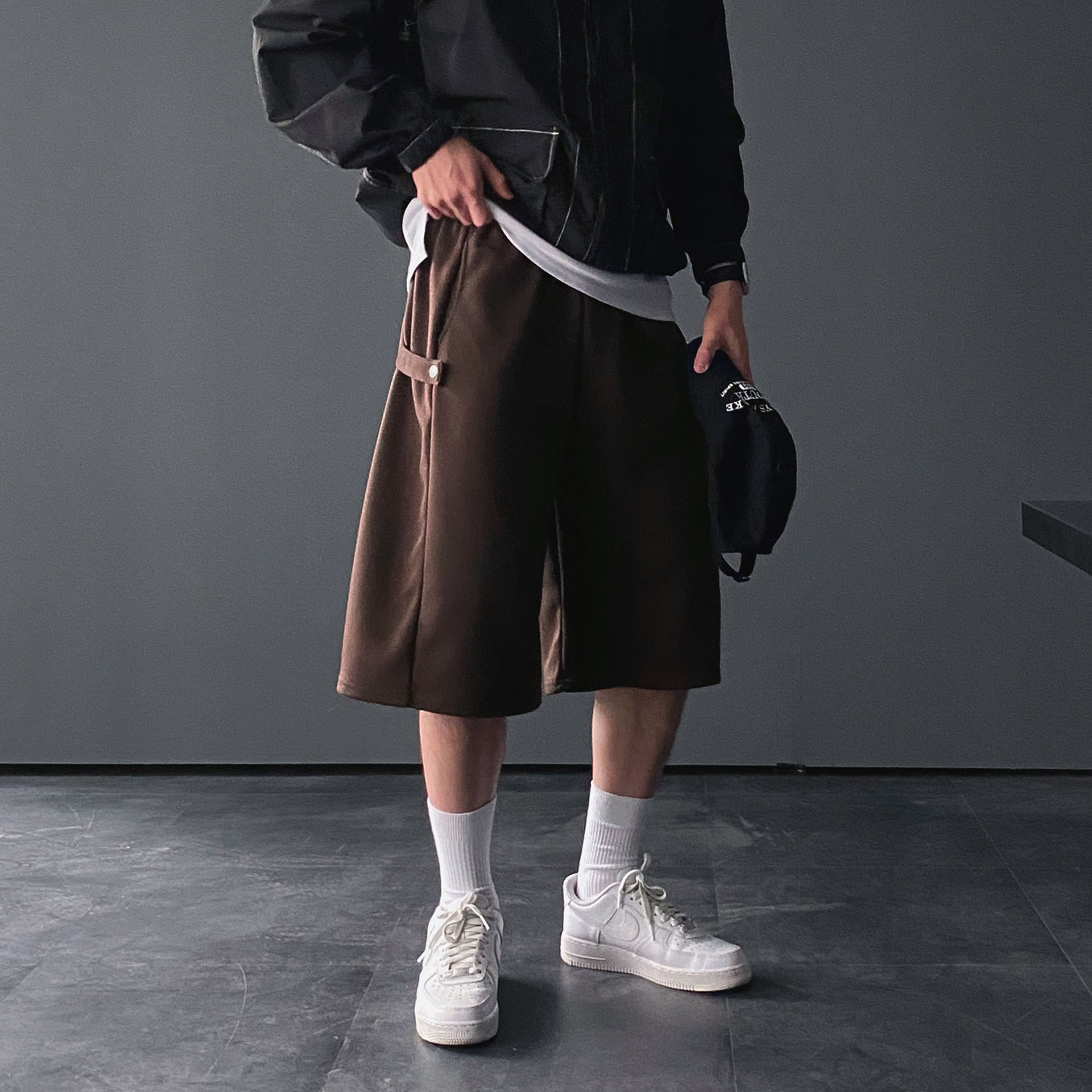 남자버뮤다팬츠 와이드반바지 회색반바지 벌룬팬츠 - 상세 이미지 2