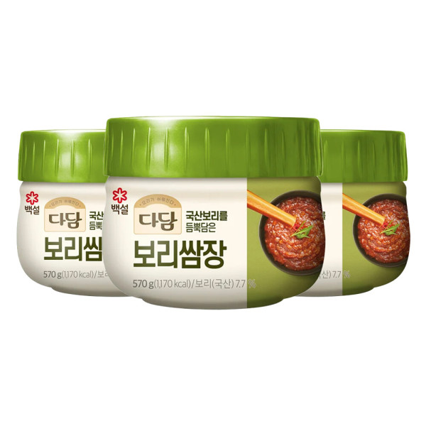 CJ백설 다담 보리쌈장 570g x3개 : 이머트마트