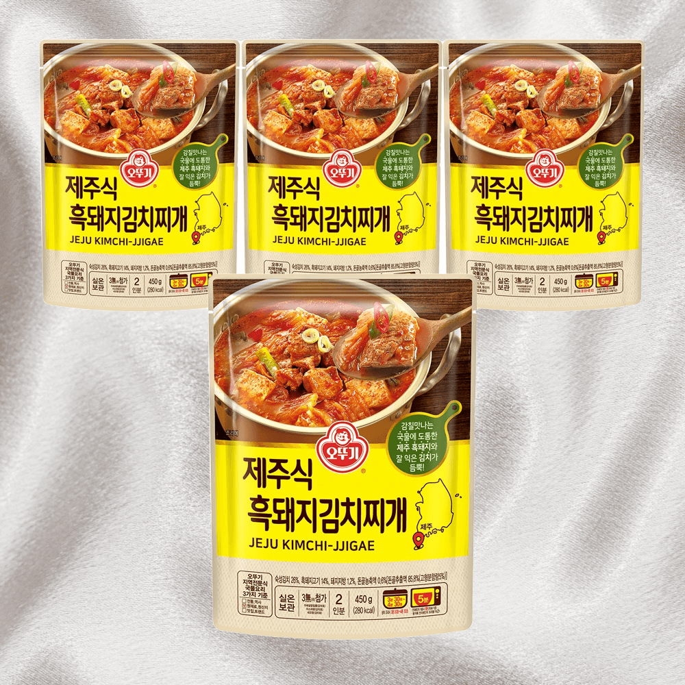 오뚜기간편국 흑돼지김치찌개 자취요리 캠핑요리 제주식 450g 4개 : 올더바이어