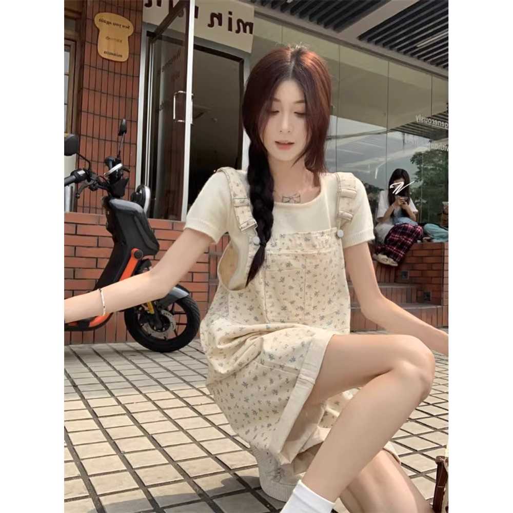 흰색멜빵바지 일자 화이트 여름 오버롤 여성 와이드 - 상세 이미지 4