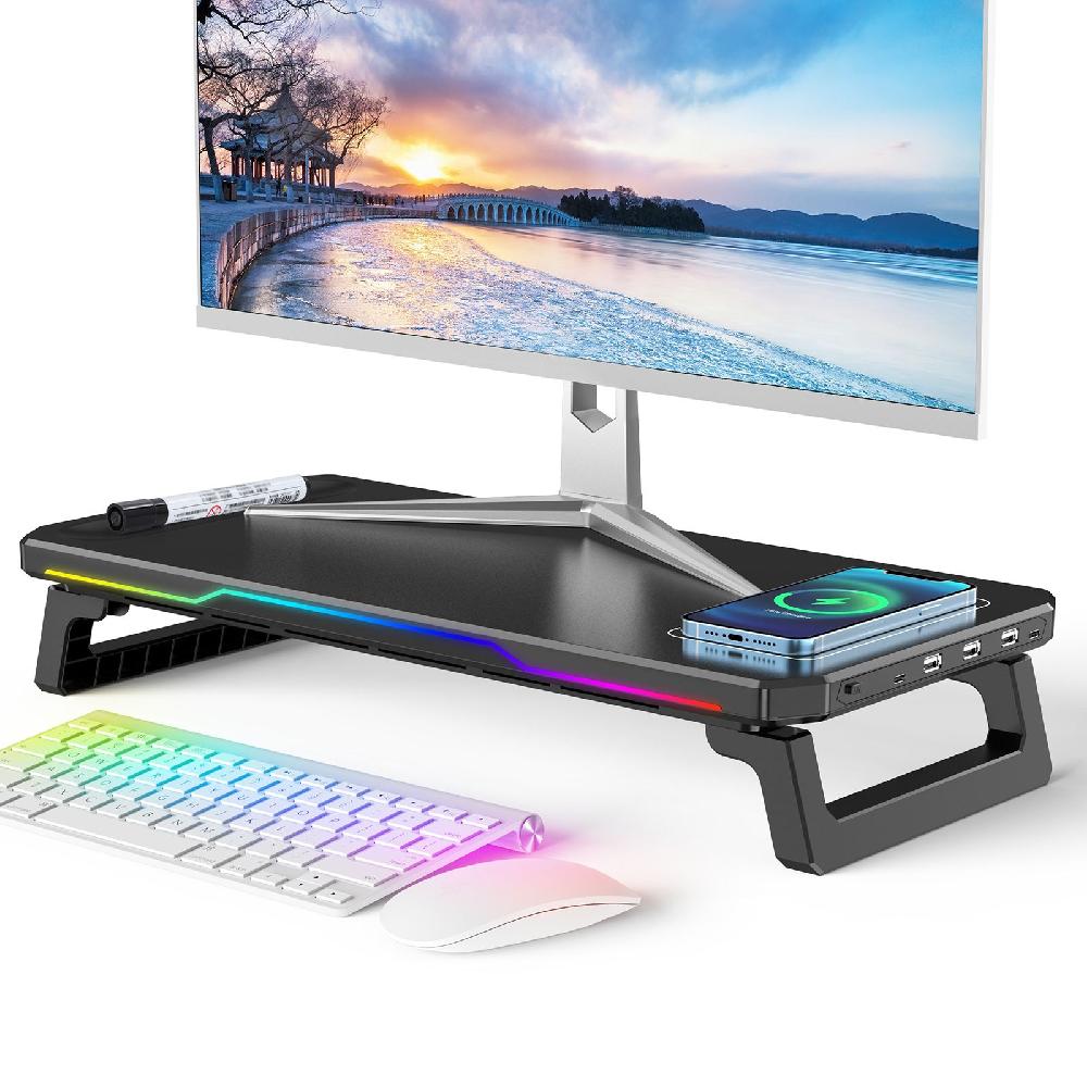 모니터 거치대 다기능 모니터암 스탠드 블랙(RGB+HUB) - 메인 이미지