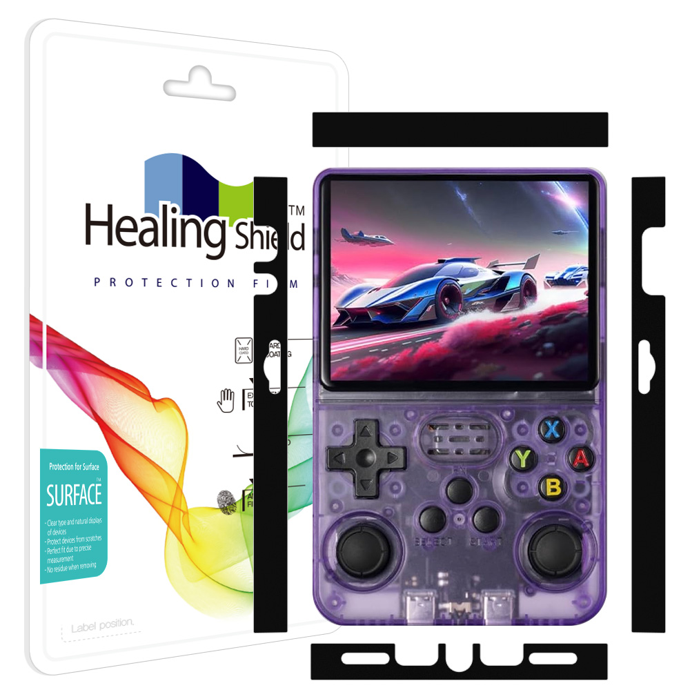 R36S 레트로 휴대용 게임기 블랙 외부보호필름 1세트