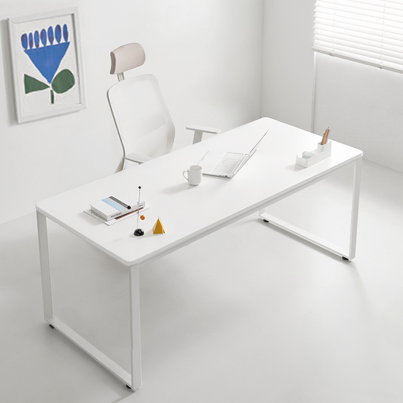 e스마트 스틸 라운드 책상 테이블 1200x600 화이트