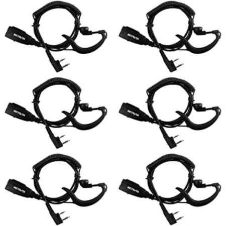 [Retevis][해외]레테비스, 마이크, 복스, 코일, G형 이어훅이 장착된 무료 양방향 라디오 헤드셋, RT22 RT68 RT21 H-777, Pxton Bofeng BF-888S 켄우드 워키