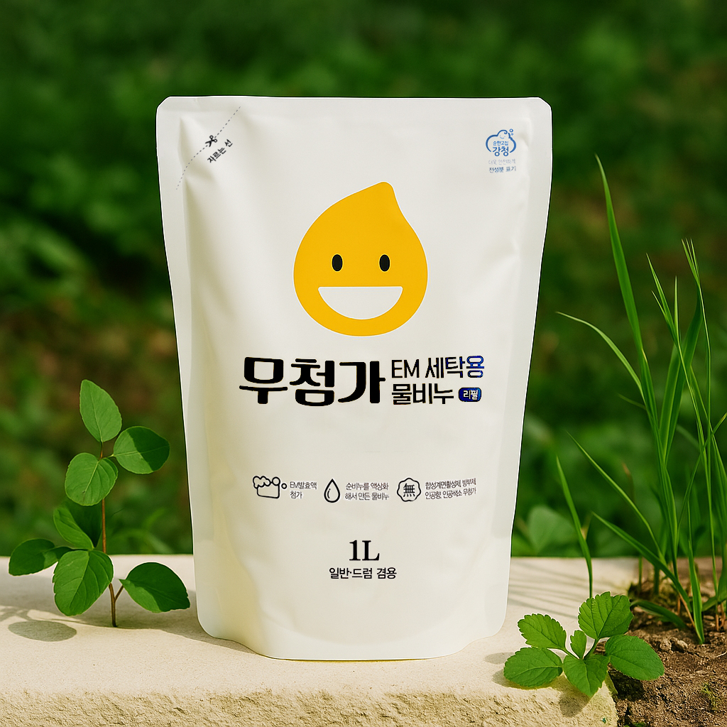 강청 EM 액상 세탁세제 드럼 일반용 1L 리필형
