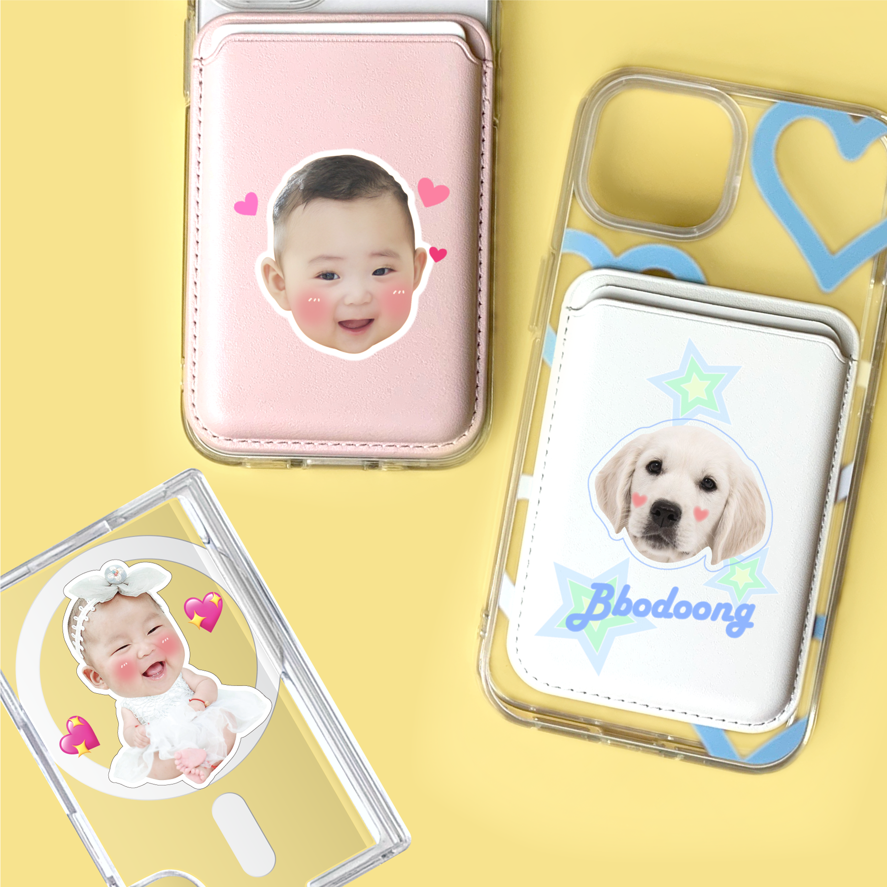 맥세이프 카드지갑 제작 사진 문구 커스텀 홀더 주문제작 핑크 1개 제품 이미지