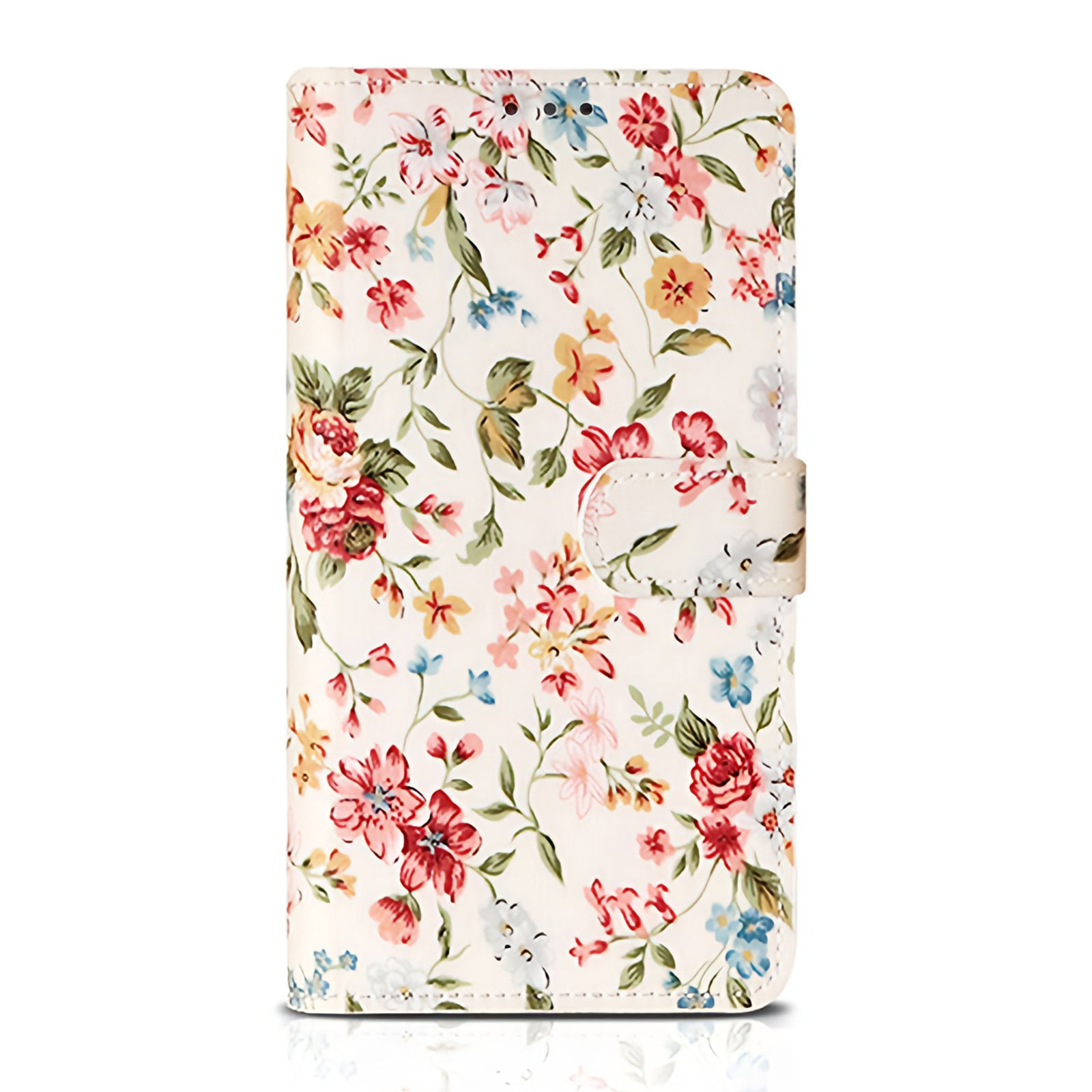 플라워 꽃무늬 다이어리 지갑 케이스 화이트, 갤럭시S24 FE