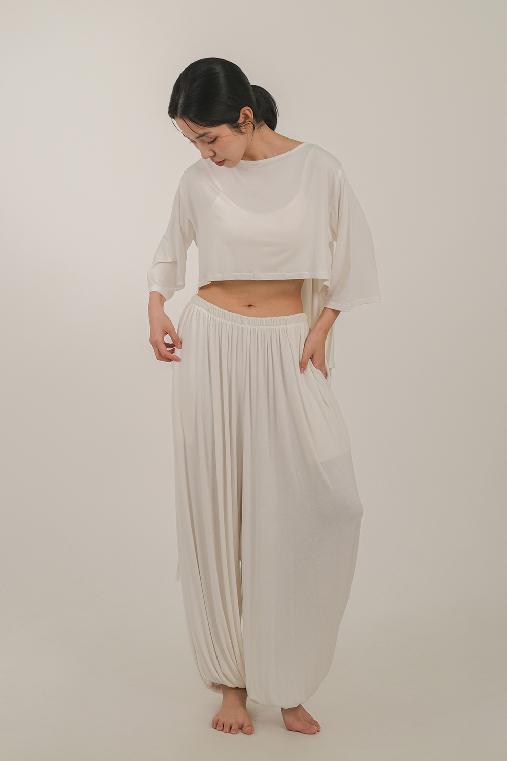 [에스라티] 휘 요가 바지 골지 조거 하렘 팬츠 여자 남자 빅사이즈 요가복 필라테스복 하의