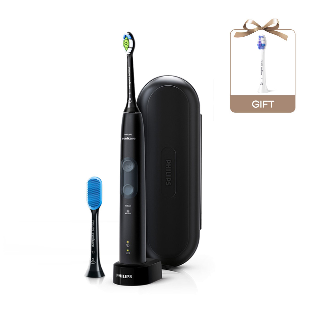필립스 소닉케어 전동칫솔 프로텍티브 클린 4500 블랙에디션 HX6421/01 + 미세 칫솔모 1P